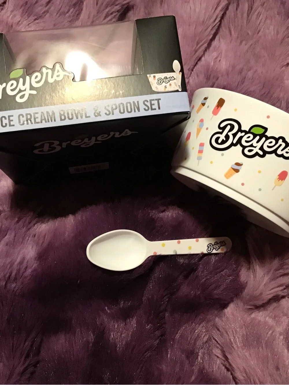 Breyers Ice Cream Bowl & Spoon Set - White with Colorful Sprinkles